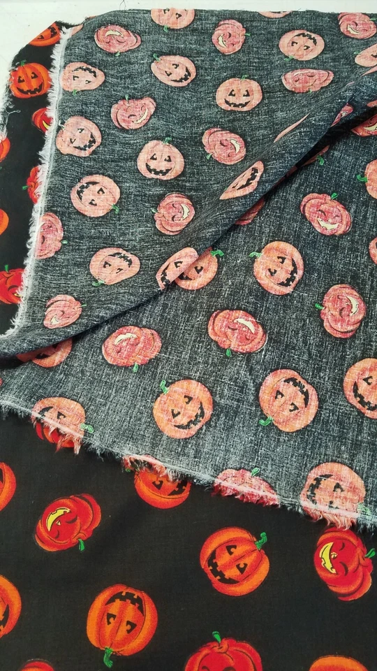 Tela Halloween 98" Largo 42" Ancho Negro con Linternas Jack O Naranja 1371 Foto 3 de 3