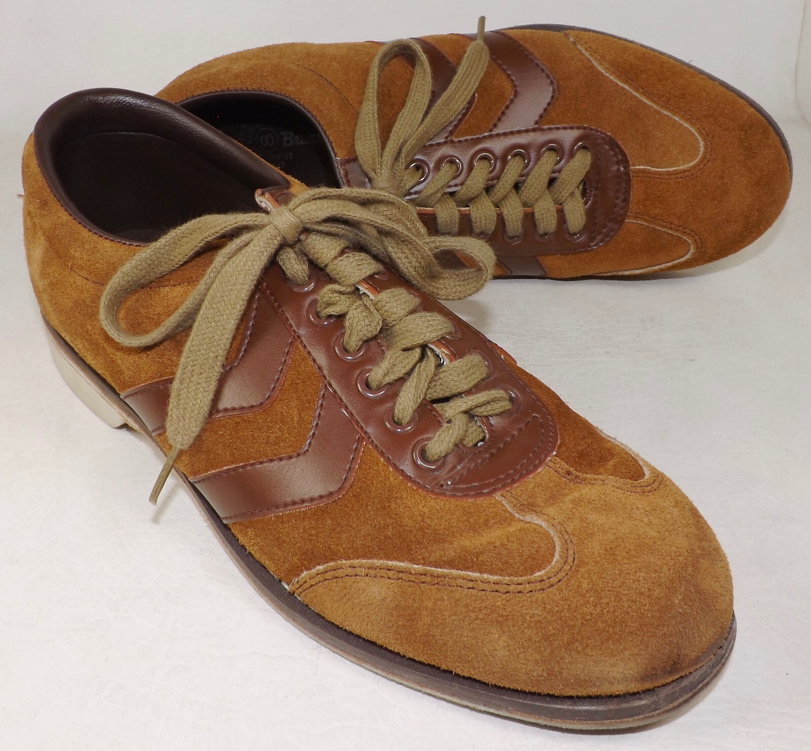Vintage 1970s Sneaker Style Brown Suede Leather Bowling Shoes Womens