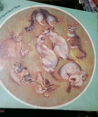 1977 Scheaffer/Eaton TREASURE COLLECTION ROUND PUZZLE-Meow!Meow!-Jeanne Johns