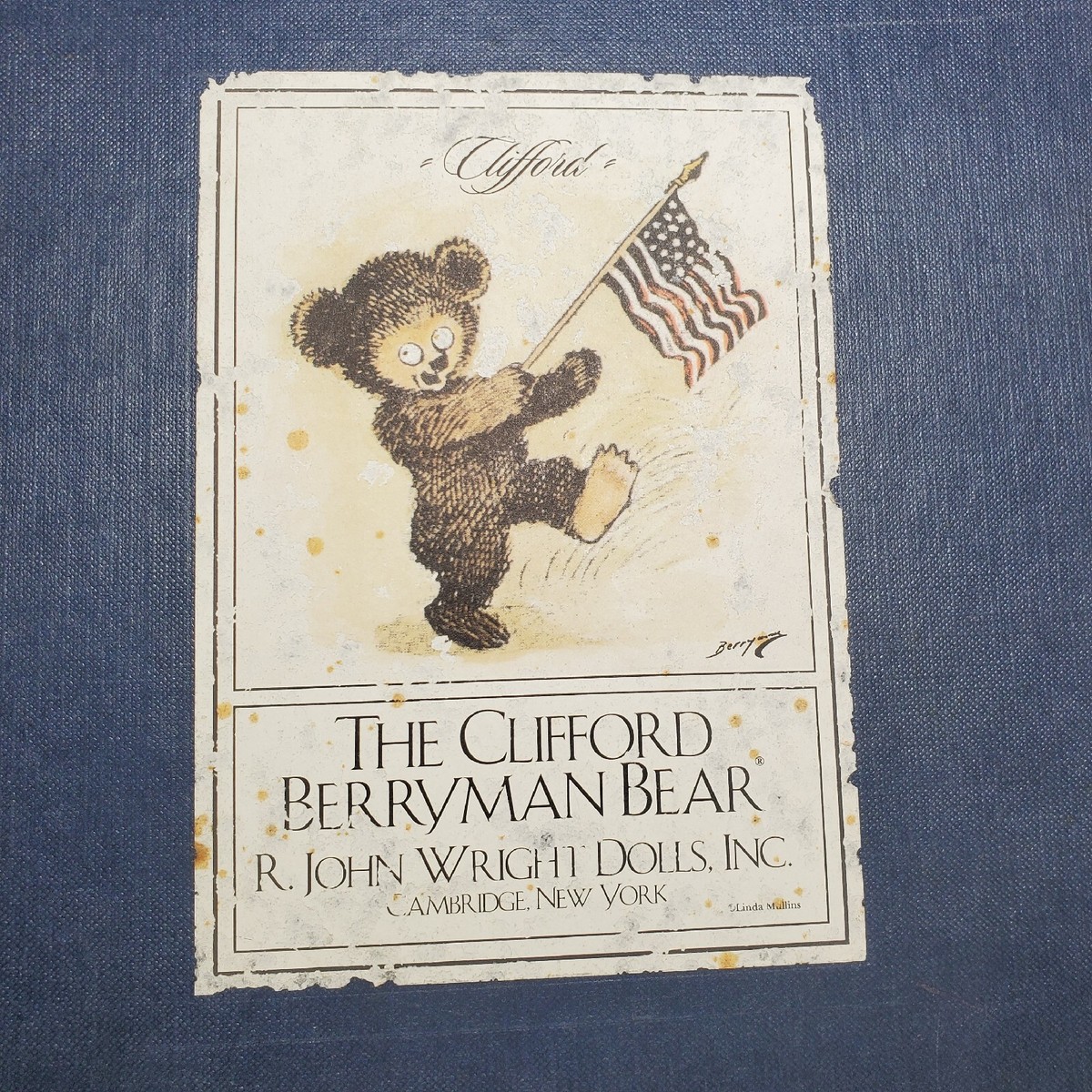 R. John Wright The Clifford Berryman Bear w/Box and COA. Limited