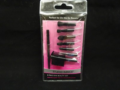 Studio Basics 8 Piece Eye Brush Set Interchangeable Brush Travel Size New