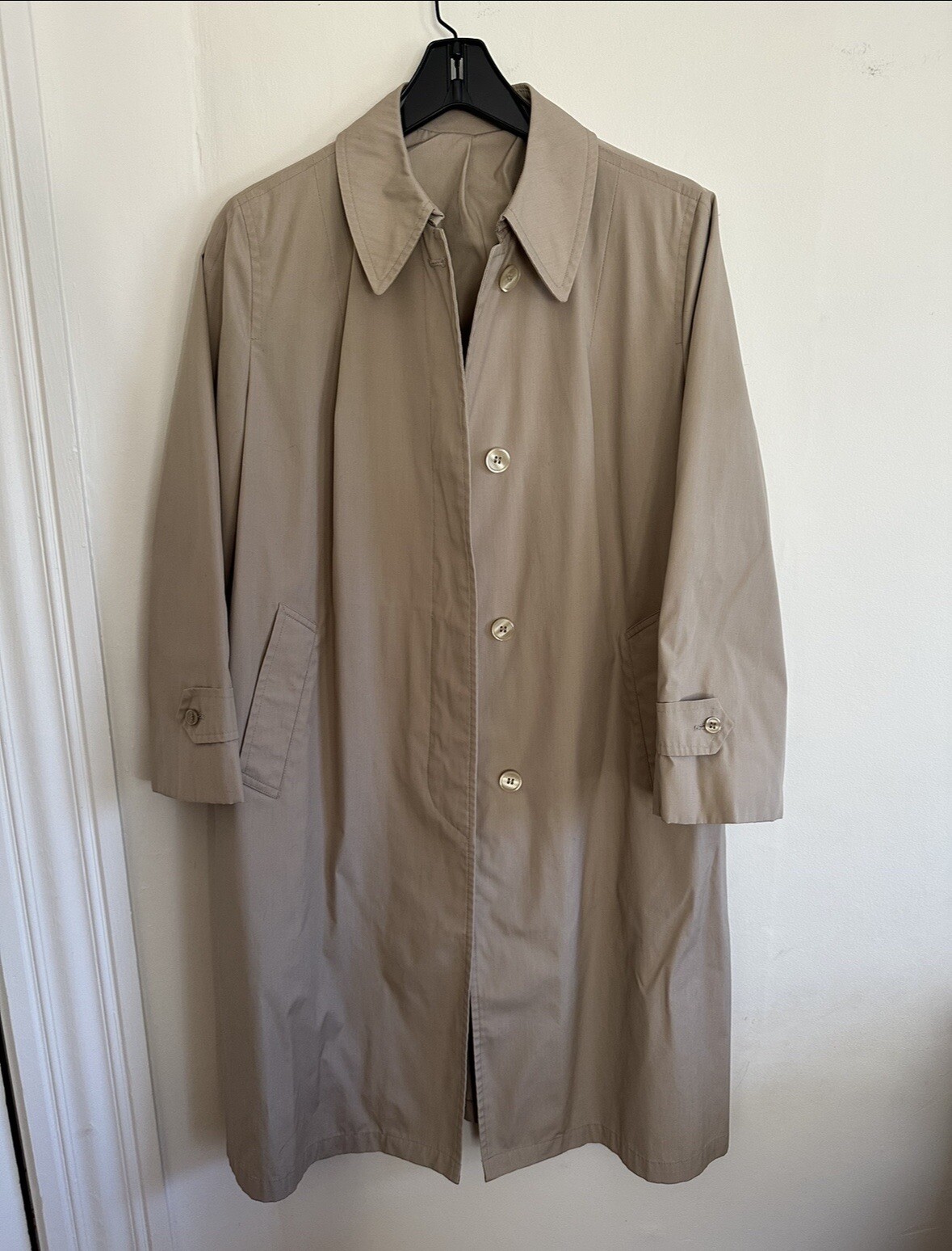 London Fog Beige Button Front Raincoat for Women - Size 14P Stylish Shell-image