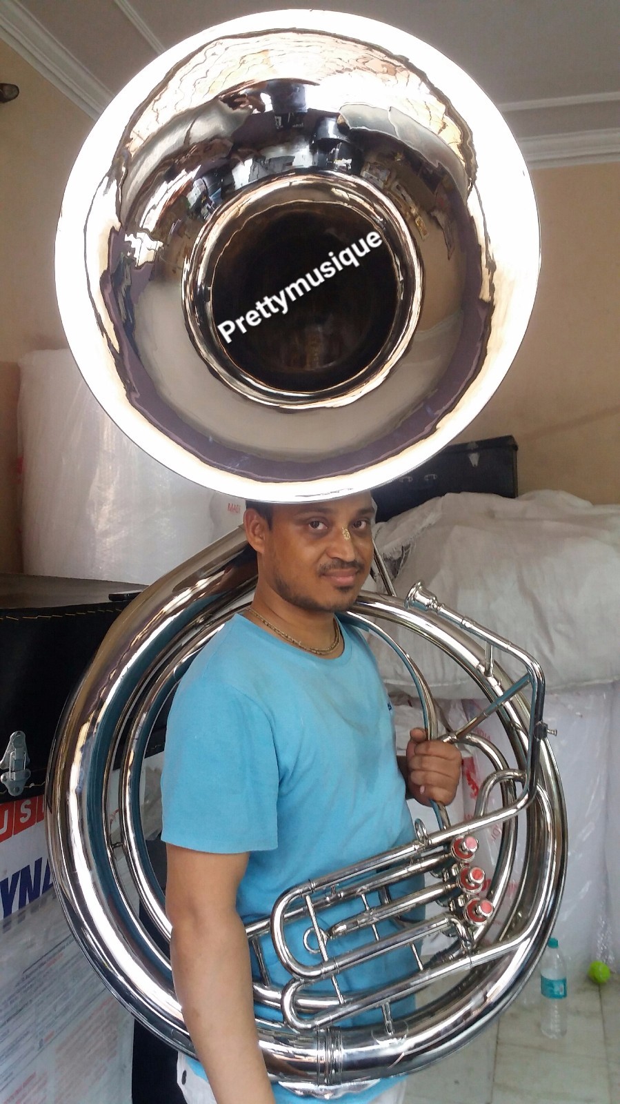 SOUSAPHONE 25" BELL PURE BRASS IN CHROME POLISH + 2 CASES + FREE FAST
