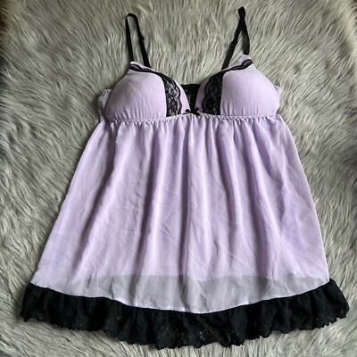 Purple Plus Size Sheer Nightgown Lingerie Slip Womens Size Large
