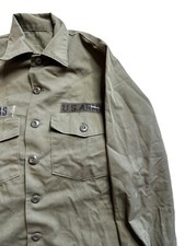 Vintage Military Shirt Mens 80s Medium Green Utility Dura Press OG 507 US Army