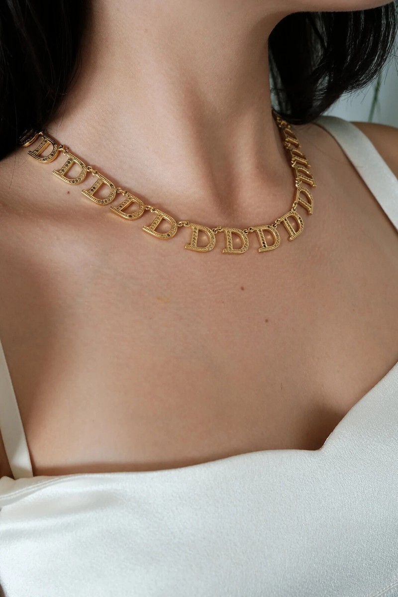 VINTAGE CHRISTIAN DIOR NECKLACE CHAIN NECKLACE GOLD CHOKER VINTAGE CHRISTIAN DIOR NECKLACE CHAIN NECKLACE GOLD CHOKER