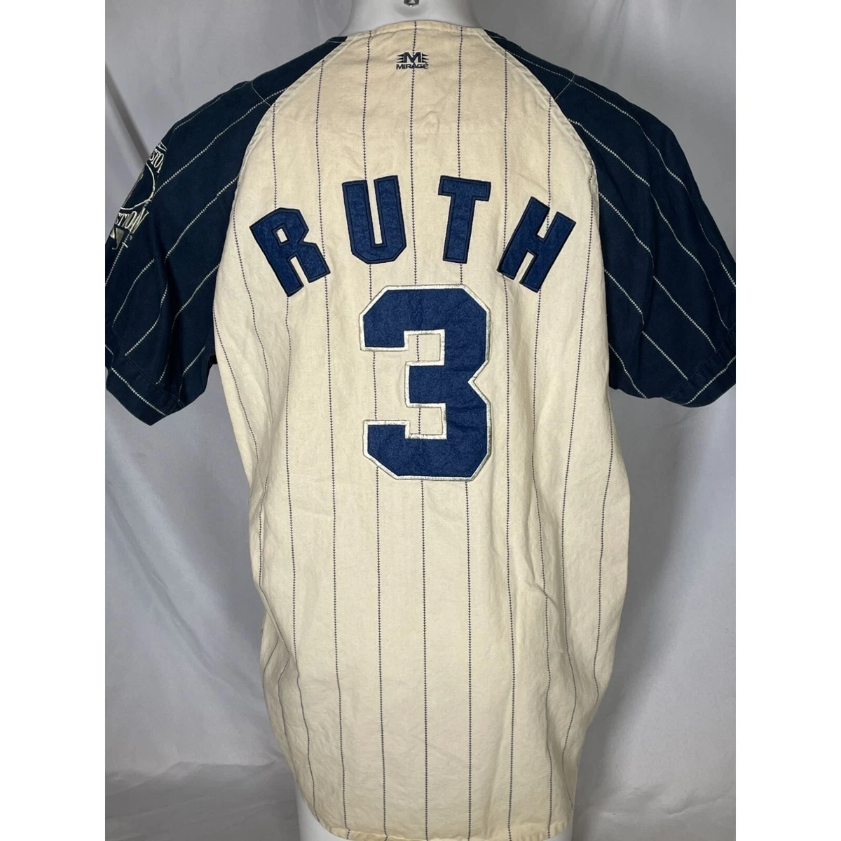 Men's Nike Babe Ruth New York Yankees Cooperstown Collection Navy Pinstripe  Jersey