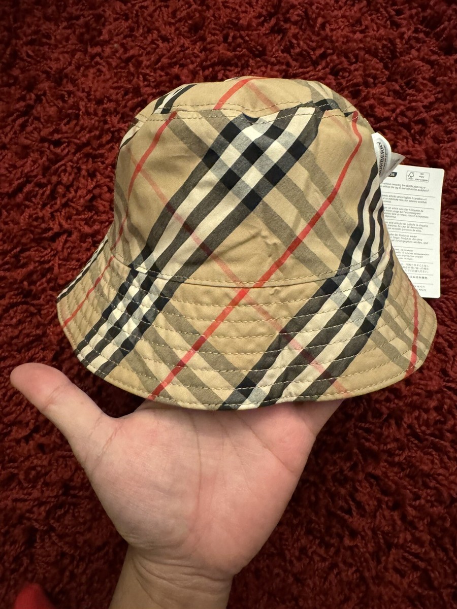 Burberry Vintage Yellow Check Reversible Bucket Hat Size S (56) | eBay