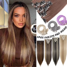 8Pcs Clip In Hair Extensions Curly Full Head as Human Hair Extensions Real Thick