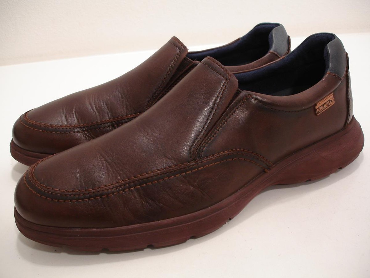 Men's 41 Pikolinos Inca Brown Leather Shoes Loafers Shock