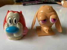 Ren & Stimpy figural candy containers 1993 Nickelodeon SEALED with candy
