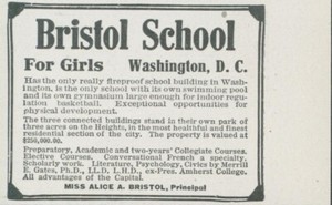 1914 Bristol School For Girls Washington DC Fireproof Building Ad CO8