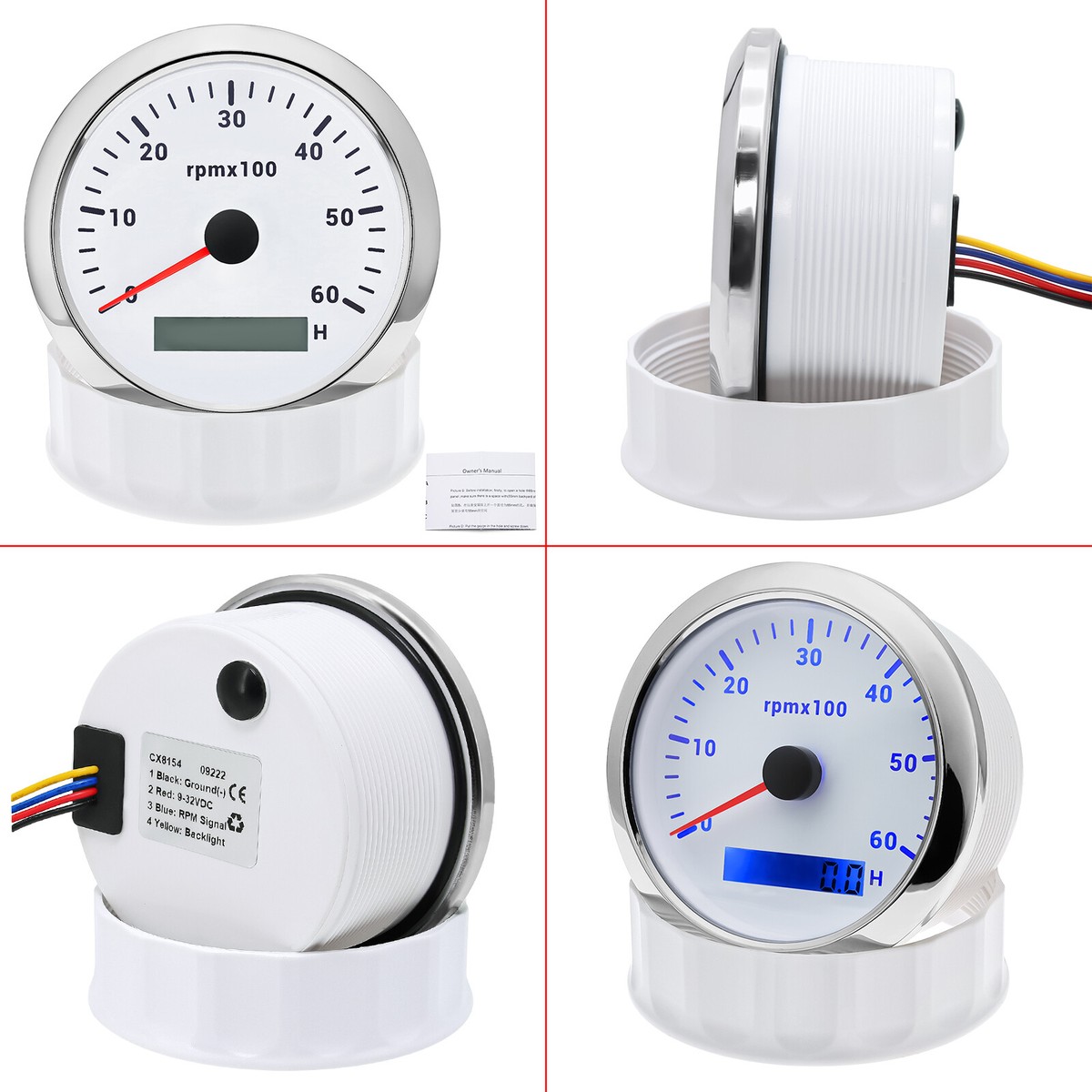 Marine Tachometer 85mm Boat Tachometer 3000,4000,6000,8000 RPM - Foto 12