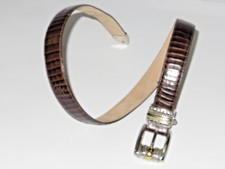 Ex cond! Women's BRIGHTON Crocodile embossed Leather belt  brown size S 1" w $88