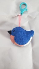 Bluebird Bird Stuffed Animal Keychain Plush Toy, Handmade Felt Stuffie Plushie