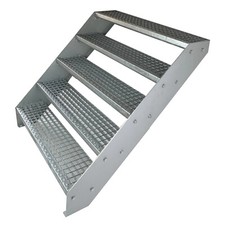 Premium Treppe Verzinkt 5 Stufen 600-1400mm Höhe 950mm Garten Außentreppe