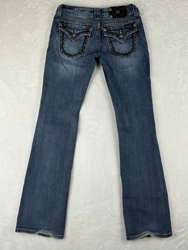 Miss Me Jeans Damen Blau Bootcut Medium Wash Low Rise Jeans Distressed Gr. 27 - Bild 10 von 16
