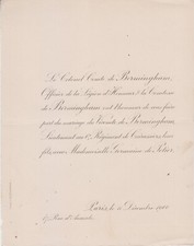 1900 Faire-part mariage Raoul BRINDEJONC de BERMINGHAM Germaine de POTIER Douai.