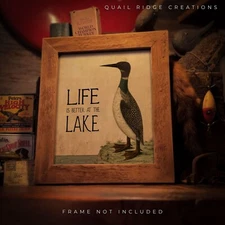 Vintage Common Loon Art Print 8X10 Hunting Fishing Cabin Lake House Wall Decor