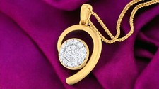 Gorgeous 0.55 Cts F/VS1 Round Brilliant Cut Diamonds Necklace Hallmark 14K Gold