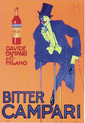 Poster In Latta Vintage 30x20 Cm – Pubblicità Aperitivo Campari, Stile Retrò Con Personaggio, Decorazione Parete Da Collezione