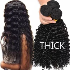 Brazilian Unprocessed Deep Wave Virgin 3Bundles Human Hair Weave Weft Closure US
