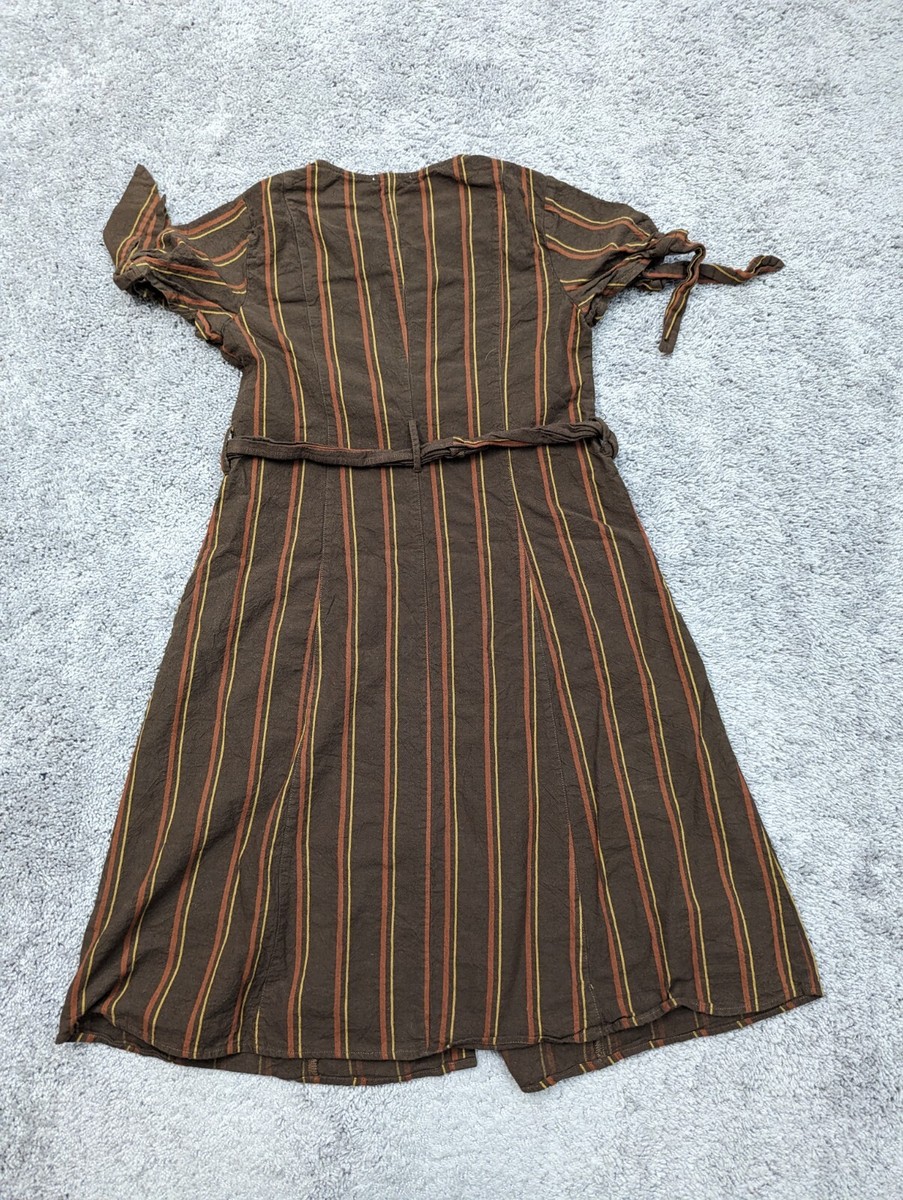 day to day Blu Pepper Dress Womens Large Brown Striped Belted | eBay