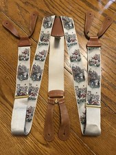 TRAFALGAR LIMITED EDITION BRACES VINTAGE AMERICAN FOOTBALL 100 SILK/LEATHER EUC