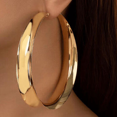 Big Gold Hoop Earrings Extra Large Gold Tone Wide Hoop Earrings