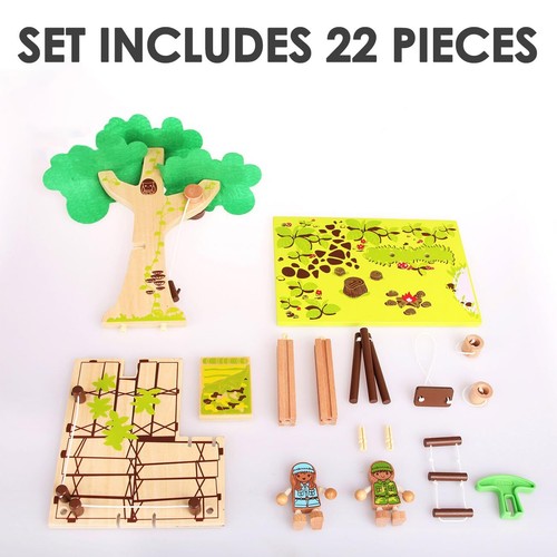 Wooden Tree House Playset for Kids 22 PCS Creative Building Block Set Constru... - Picture 9 of 9