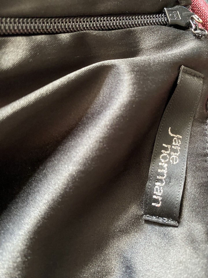 Vintage Jane Norman Y2K Strapless Black Dress Embroidery Size 12/14