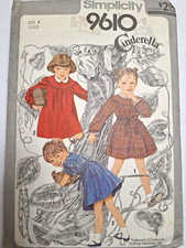 Dress Cinderella Girls 6 Simplicity 9610 Sewing Pattern Cut VTG Peter Pan Collar