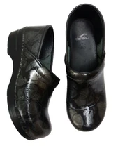 $130 DANSKO 41 10.5 - 11 Clogs Professional Black Patent Floral Tooled Shoes