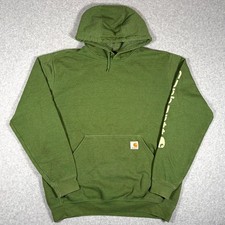 Carhartt Iconic K288 Logo Hoodie Mens Medium Green Graphic Spellout Loose Fit