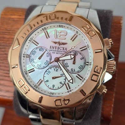 INVICTA Model 4732 OCEAN GHOST MOP Dial Rose Gold Chronograph Manual Wind Watch