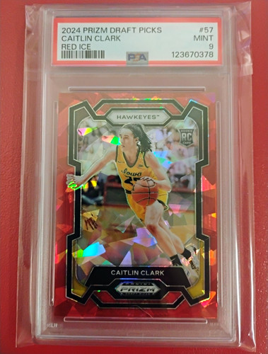 2024 Panini Prizm Draft Picks Caitlin Clark #57 Red Ice RC PSA 9 Iowa