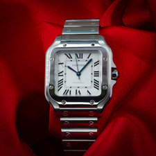 Cartier Santos De Cartier Medium Steel White Dial Quick Strap Complete