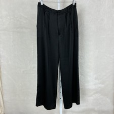 Reformation Black Mason Satin Wide Leg Trouser Pants 8