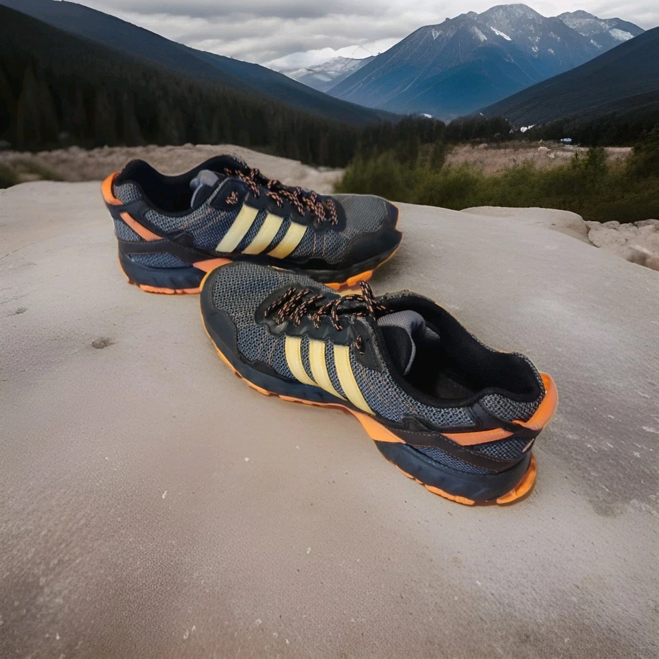 Adidas Running Shoes Men Size 10 Mud Release Surface Gray and Peach Pre-Owned - Image 2 of 4