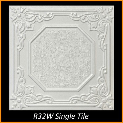 DIY Ceiling Tiles Glue Up Styrofoam 20x20 - R32 White - Pack/104 pcs 274 sq ft