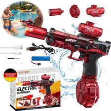 Wasserpistole elektrisch automatisch Kinder mit Licht & R&uuml;cksto&szlig; &ndash; 8m Reichweite