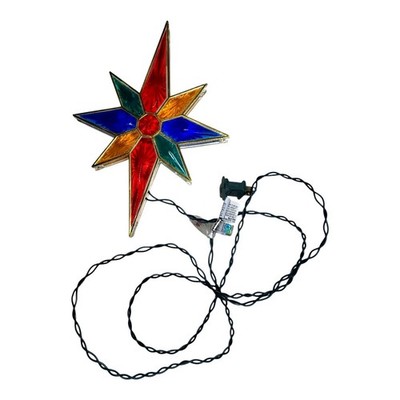 Vintage 3D Double Sided Lighted Christmas Tree Topper Star 10.5'' Multicolor
