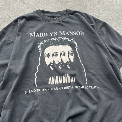90s MARILYN MANSON ビンテージ　vintage Vintage REPRINT Marilyn Manson 90s Believe Tour Black Giant tag XL