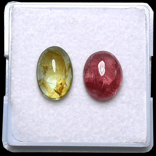 Set 2 PC Natural Tourmlaine Untreated Hi-Quality 9mm-10mm Oval Cabochon Gemstone - Picture 9 of 12