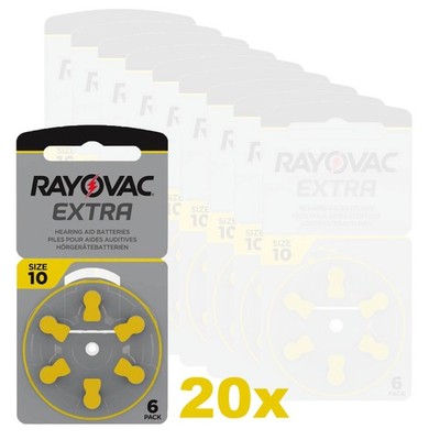 20x 6er Blister Rayovac Hörgerätebatterien 10 Extra Advanced 1,45V 105 mAh PR70