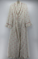 VINTAGE Givenchy Robe Women Large White Wrap Housecoat Shawl Monogram Logo 