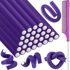 30 Pcs 7'' Flexible Curling Rods Twist Foam Hair Rollers Soft Foam No Heat Hair