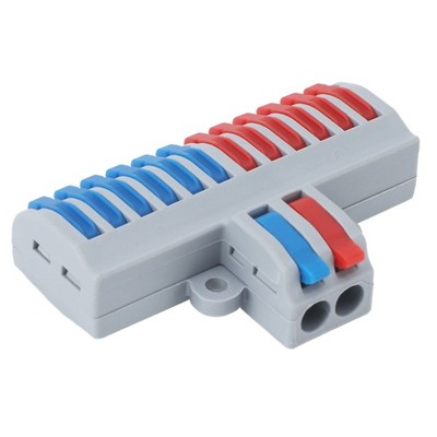 6Pcs DIN Rail Terminal Blöcke 2 In 12 Out Verdrahtung Spleißen Stecker Langlebig