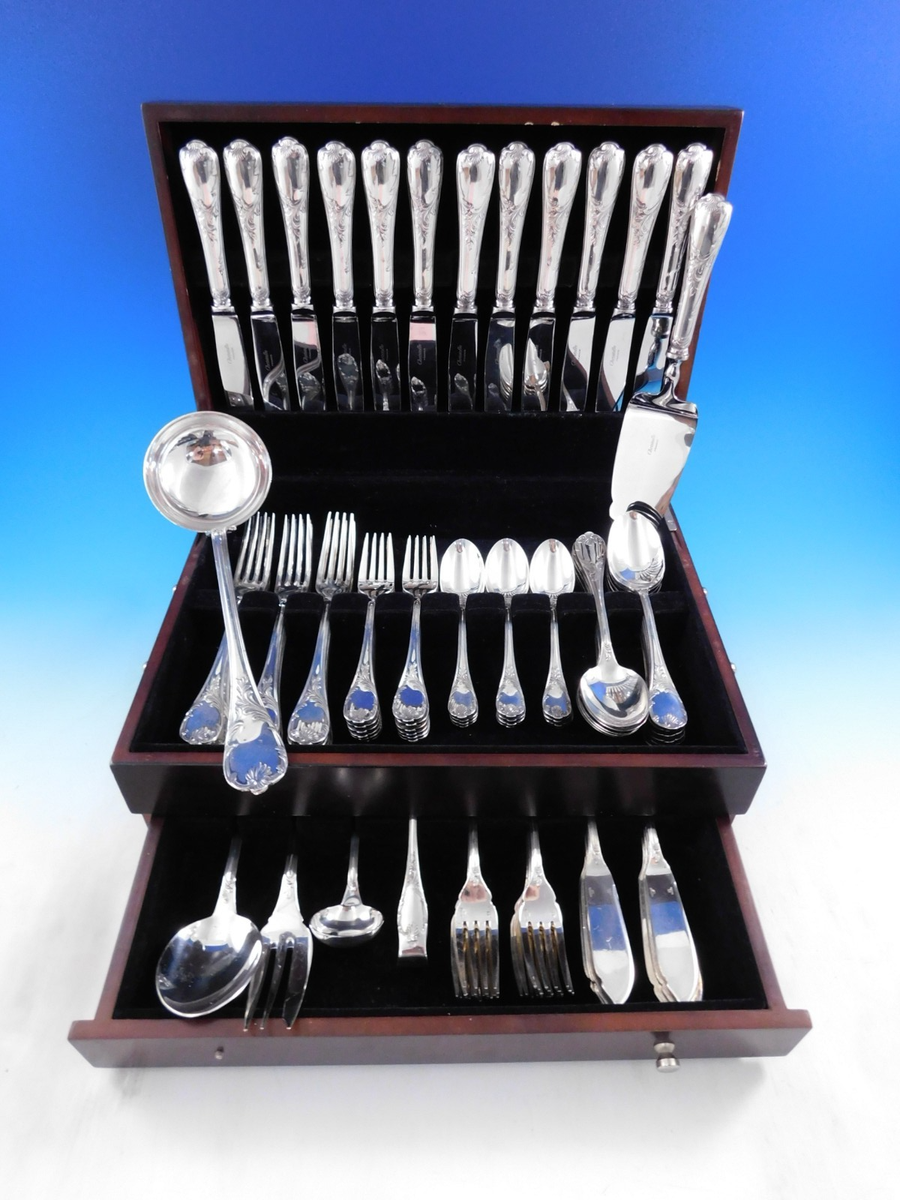 Marly by Christofle France Silverplate Flatware Service 12 Set 90