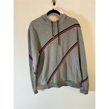 Dior Homme 2017 Gray Hooded Jacket with Red  Black Diagonal Stripes authentic